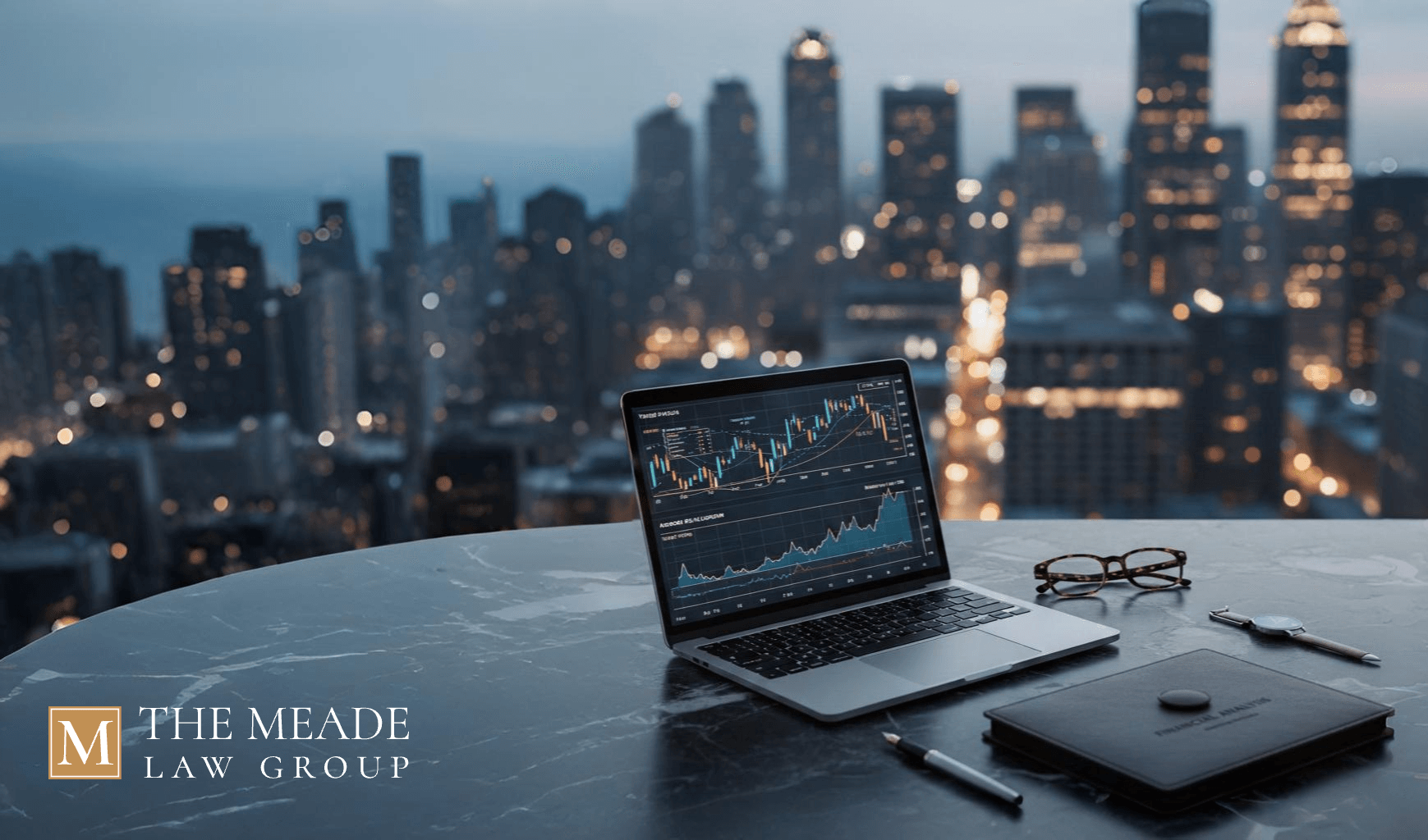 Strategic financial analysis and asset tracing for high-net-worth divorce cases in Ohio, featuring business valuation charts in a professional legal office setting.