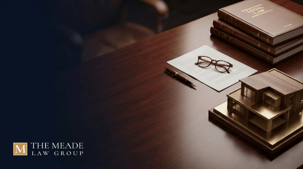 Professional legal desk with law books and a house model, representing strategic Ohio divorce planning and property division.