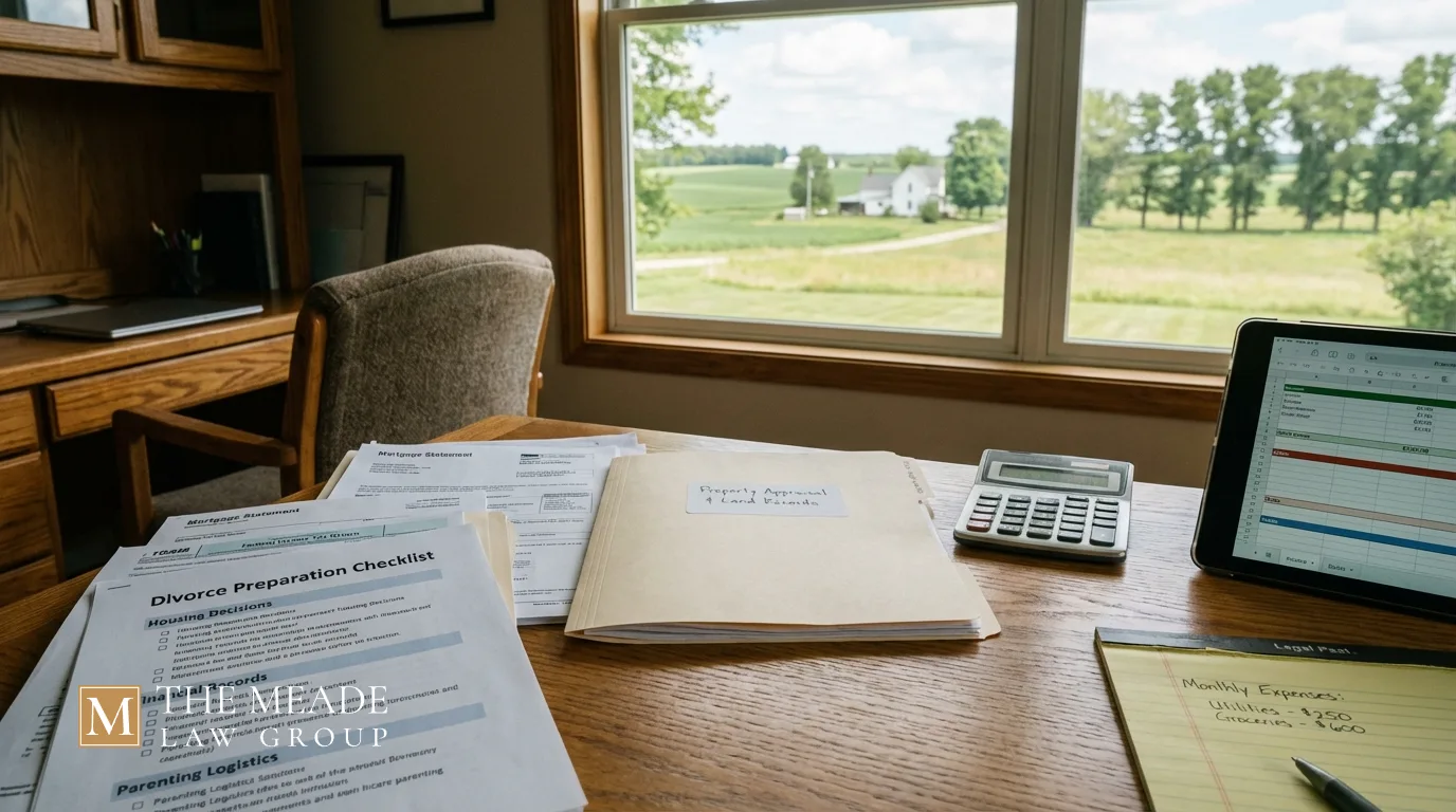 Fairfield County divorce preparation checklist with financial records, property documents, and household budget planning organized before filing.