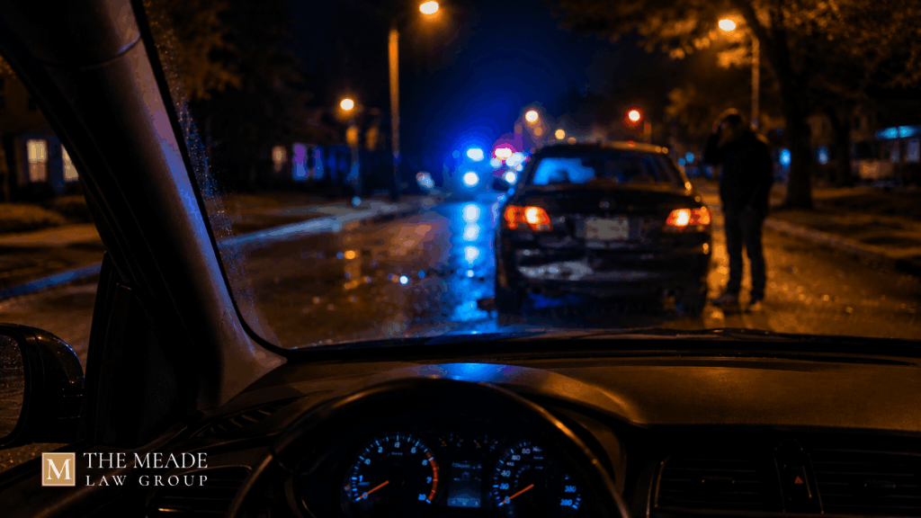 Driver's view after a minor traffic accident illustrating an Ohio hit and run accident scene