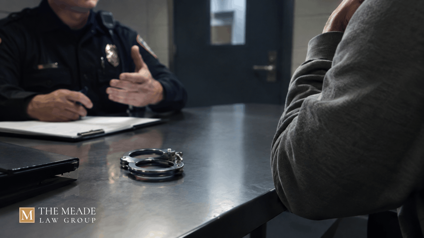 Police officer speaking with a person during a custodial interrogation in Ohio, illustrating Miranda rights.