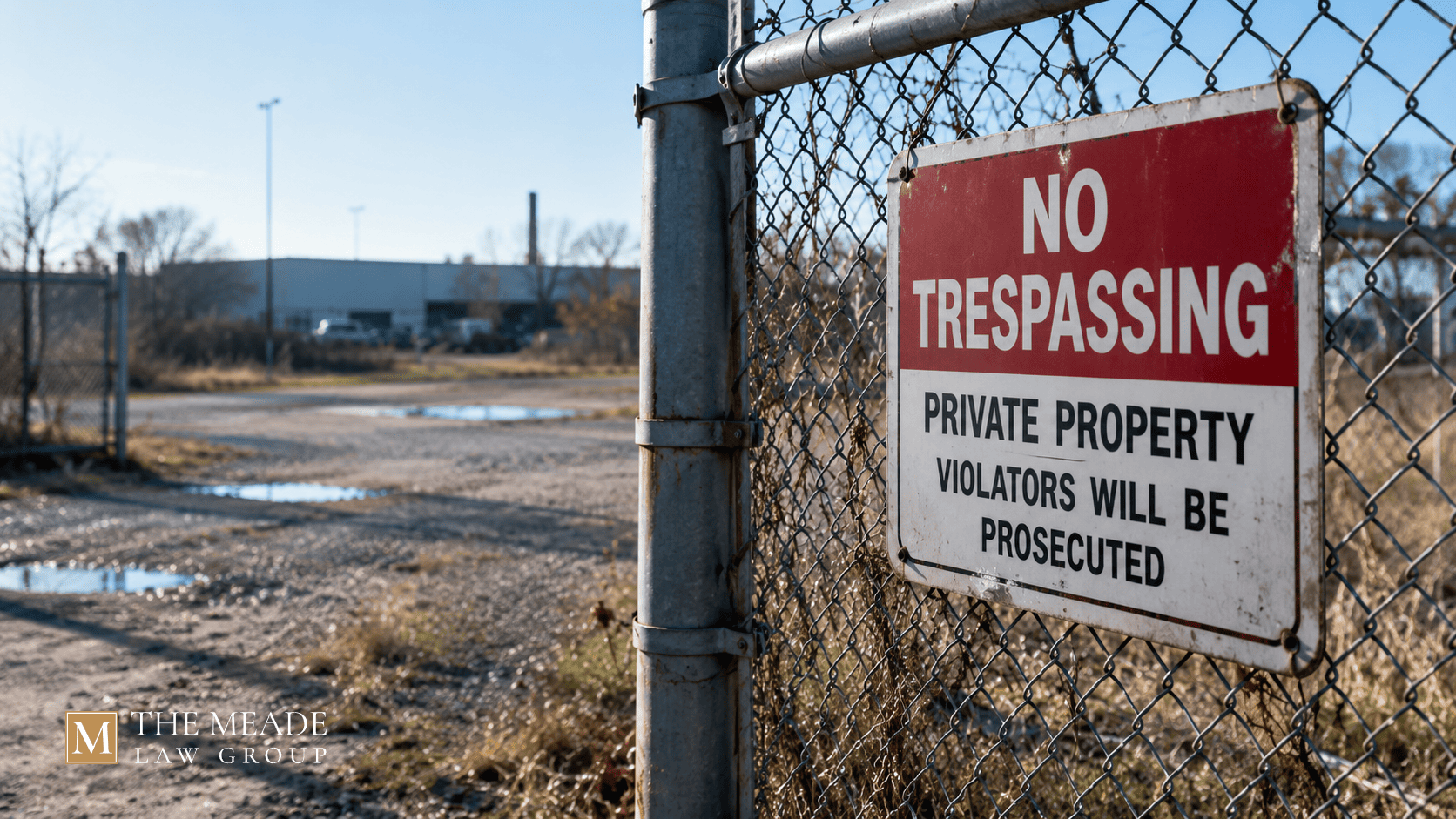 No Trespassing sign posted on a fence along private property in Ohio, illustrating a criminal trespass charge.